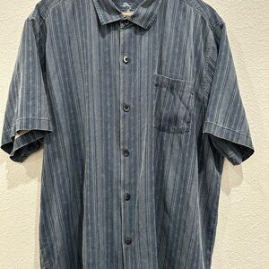 Tommy Bahama Striped Blue Button-Down Shirt XXL Camp Collar TB93